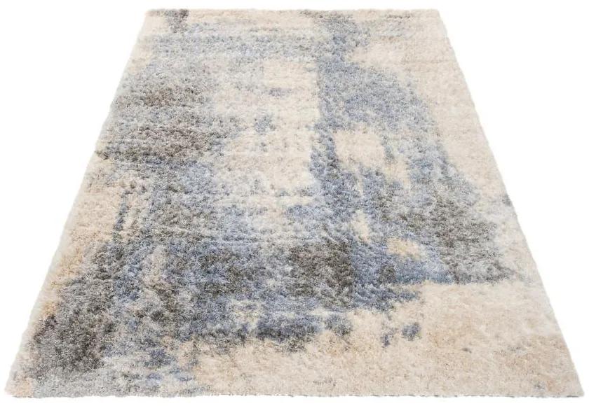 Kusový koberec shaggy Kerem krémovo modrý 200x300cm