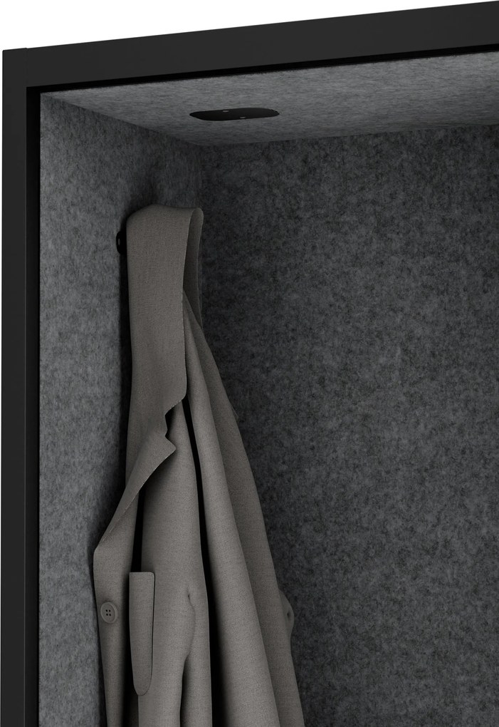 Akustická kabína SALLY MentalBox 600 mm – čierny korpus, tmavosivé sedadlo