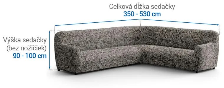 Bielastické poťahy GLORIA hnedá rohová sedačka (š. 350 - 530 cm)