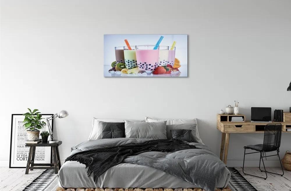 Obraz na skle Mliečne koktaily s ovocím 125x50 cm