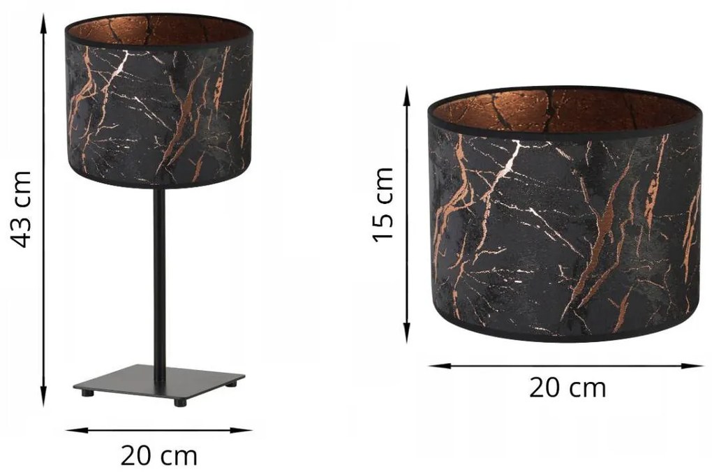 Stolná lampa Werona 3, 1x čierne textilné tienidlo so vzorom, (výber zo 4 farieb konštrukcie), c