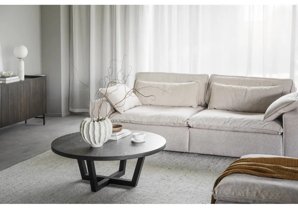 Čierny okrúhly konferenčný stolík v dekore duba ø 110 cm Boxford – Rowico