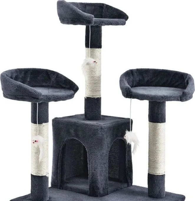 Mačacie škrabadlo 170 cm s pelieškami, domčekmi a stĺpikmi