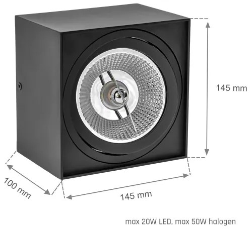 Bodové svietidlo CHLOE AR111 1xGU10/50W/230V hranatý čierna