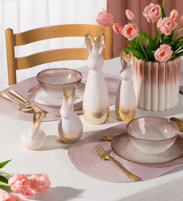 Veľkonočná dekorácia FIG 215 A krémová / zlatá (2 ks)