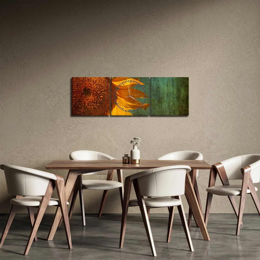 Obraz - Slnečnica (s hodinami) (90x30 cm)