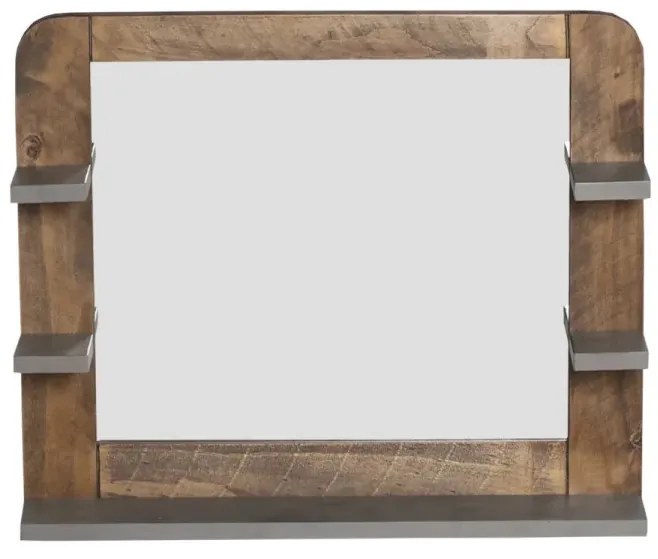 furniture-nabytek.cz - Masívne kúpeľňové zrkadlo Dingle z recyklovanej borovice, lakované, prírodné/sivé – 67×55 cm