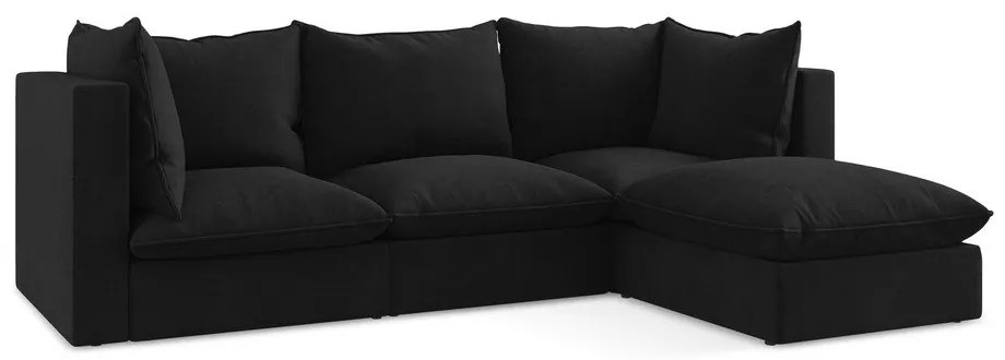 Čierna rohová pohovka (pravý roh/s leňoškou) Manao – Makamii