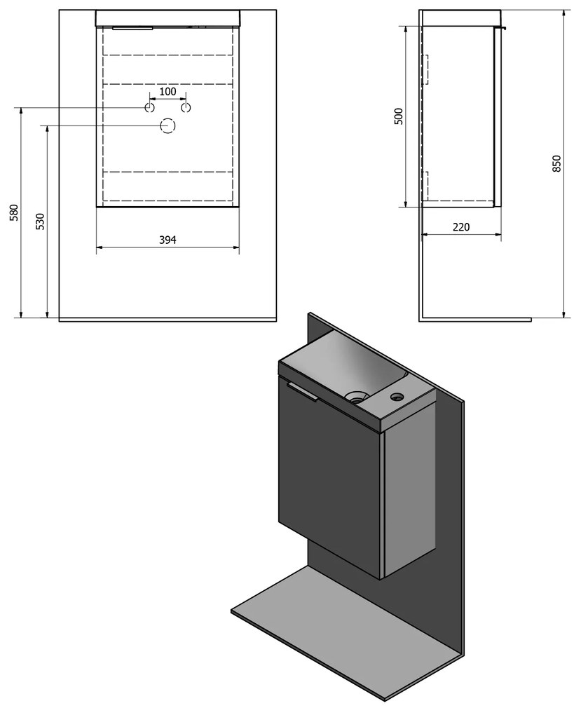 Sapho, LATUS X umývadlová skrinka 39,4x50x22cm, biela (LT110), LT110-3030