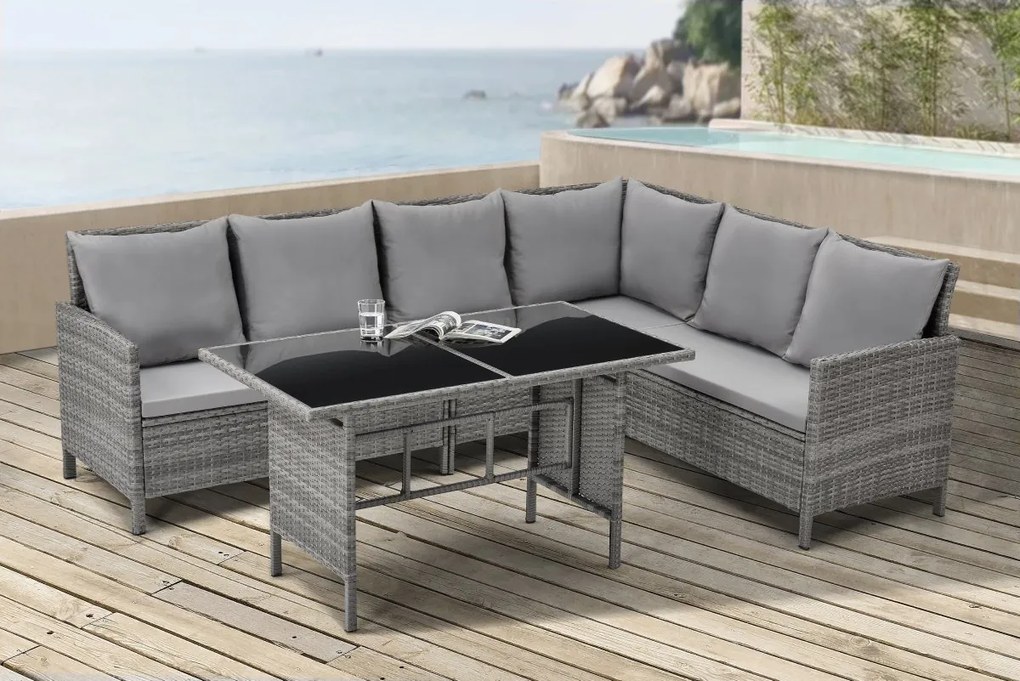 2dielna záhradná ratanová rohová súprava BestBerg BBRF-1092G / sivá