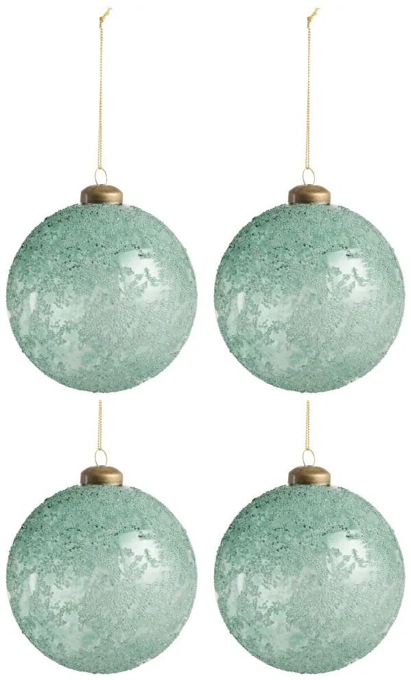 4ks vianočné sklenená zelená ozdoba - Ø 10 cm