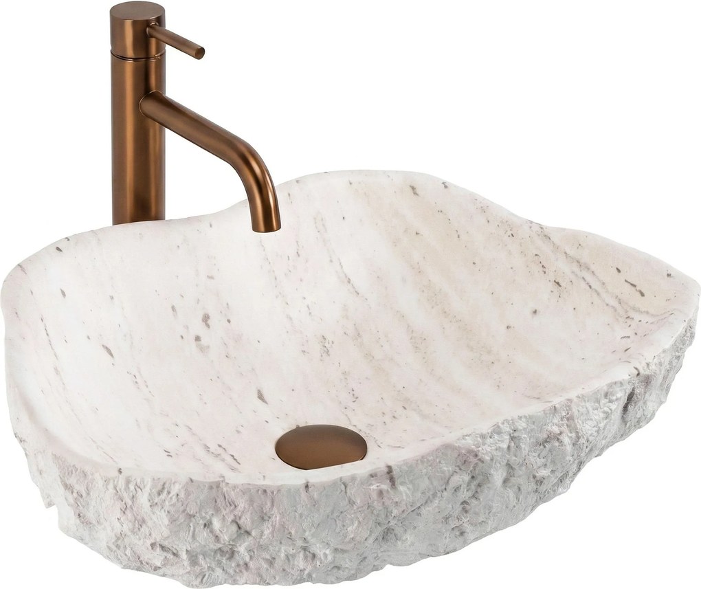 Rea Isla Shiro, umývadlo na dosku 490x370x135 mm, imitácia kameňa, REA-U0642