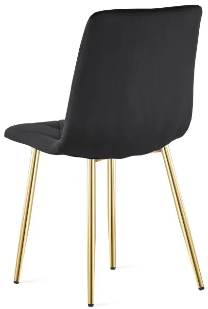 Set troch jedálenských stoličiek LIBRA zamatové, čierne / zlaté nohy (3 ks)