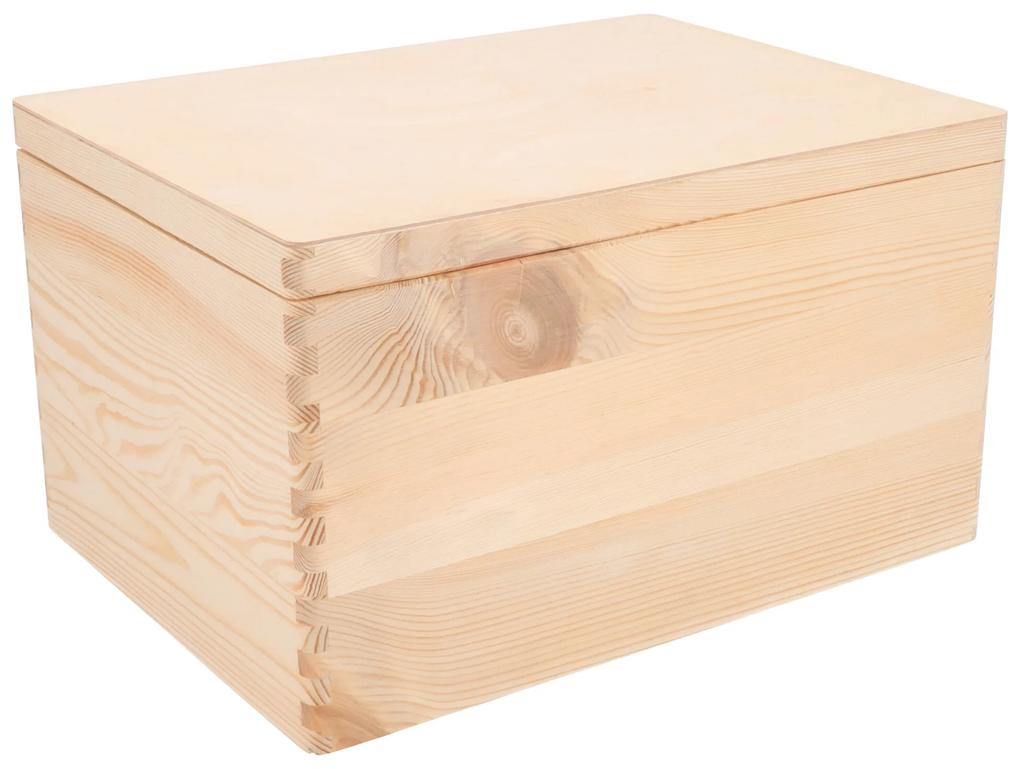 ČistéDřevo Drevený box s vekom 40 x 30 x 24 cm bez rukoväti