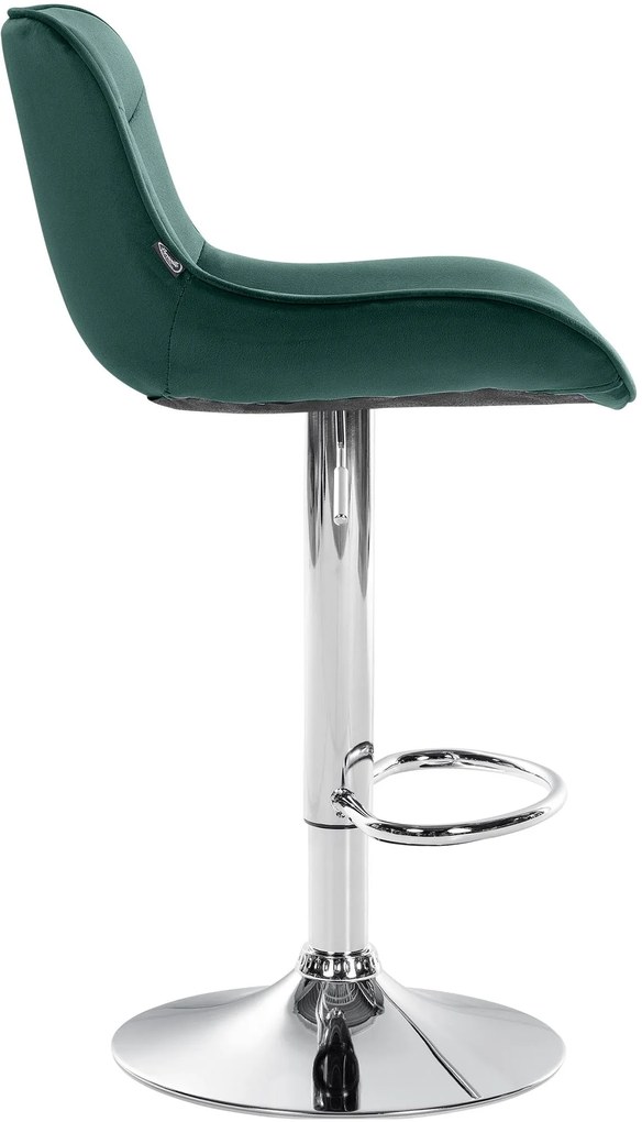 Design-Shop 2x Barová stolička Vonore - zamat, chróm rám - Zelená