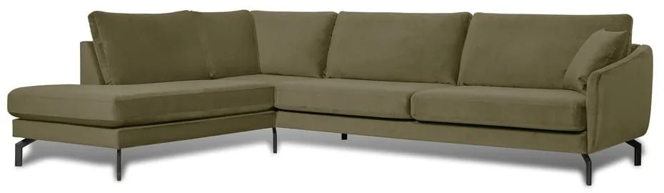 Zelená zamatová rohová pohovka (ľavý roh) Magic - Scandic