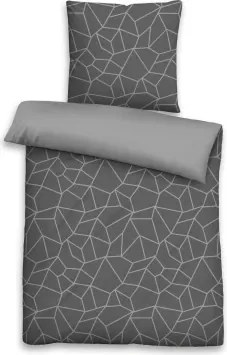 Obliečky Hugo 140x200 cm, renforcé sivé geometrické%