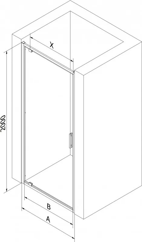 Mexen Exo, 1-krídlové sprchové dvere do otvoru 100 cm, 6mm číre sklo, chrómový profil, 8181-100-000-01-00