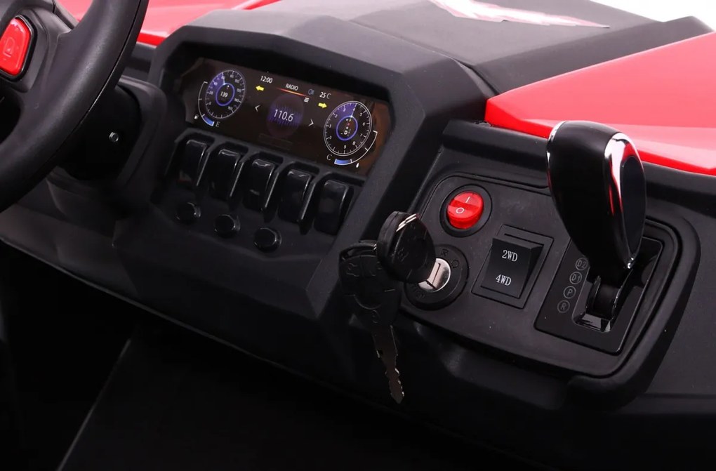Ramiz Detský kočík SuperStar červený + pohon 4x4 + diaľkové ovládanie + batožinový priestor + MP3 LED + zámok dverí