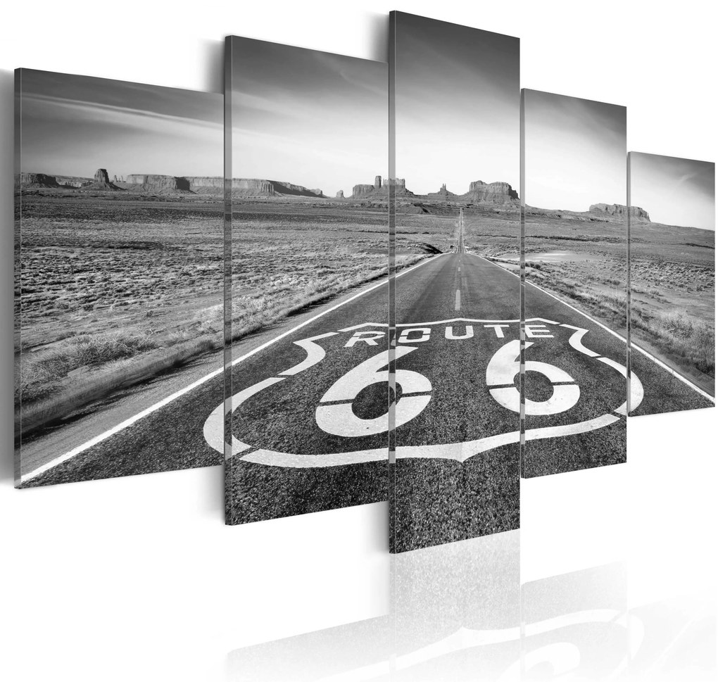 Artgeist Obraz - Route 66 - black and white Veľkosť: 200x100, Verzia: Na talianskom plátne