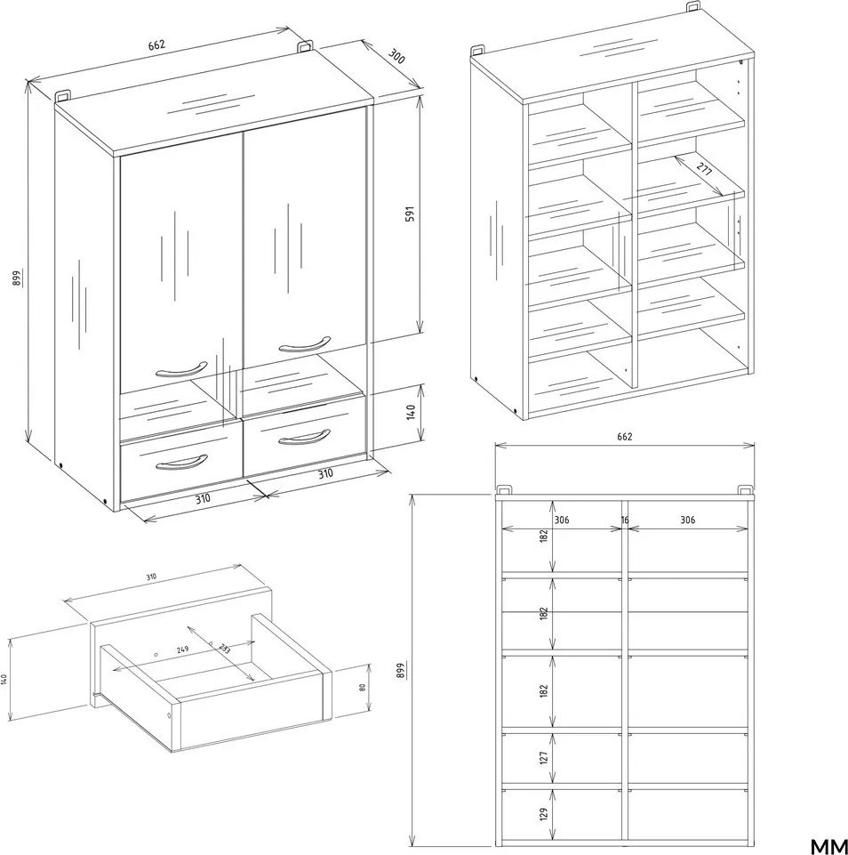 Horná závesná skrinka do kúpeľne Nina 66 cm biela