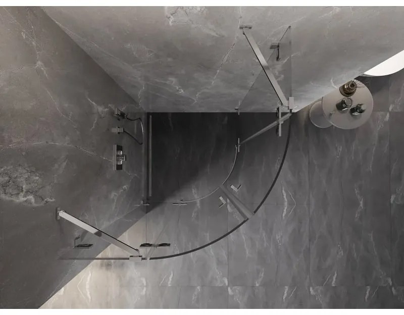Mexen Lunar, polkruhový výklopný sprchový kút 90 x 90 cm, 8mm číre sklo, chrómový profil, 833-090L-090P-01-00
