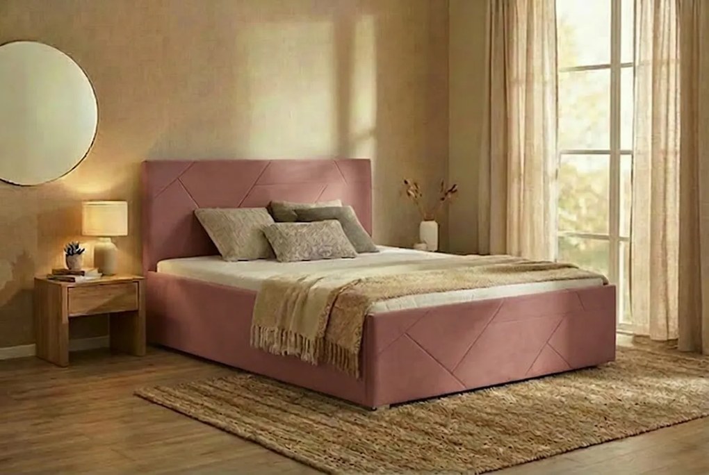 Postel TONY 160x200 cm Ružová S matracom