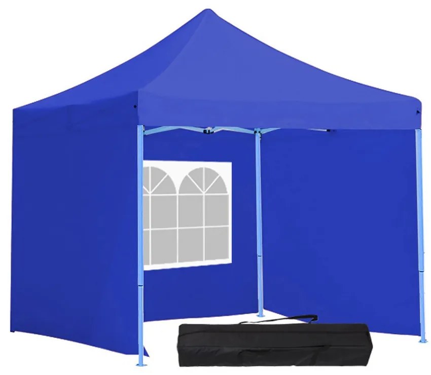 Záhradný pavilón-modrý+bočné steny+prenosná taška-2,9x2,9 m