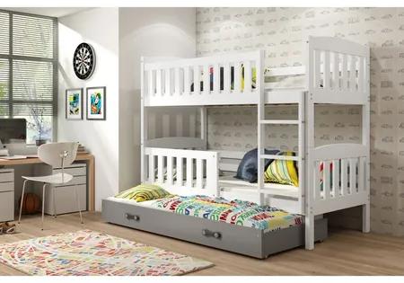 Detská poschodová posteľ KUBUS s výsuvnou posteľou 90x200 cm - biela Ružová