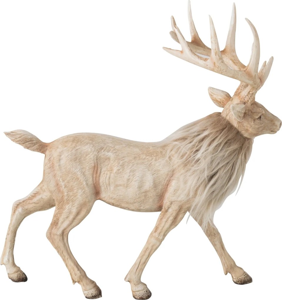 Vianočné dekorácie Jelen Deer s kožúškom svetlo béžový – 39*18*39 cm