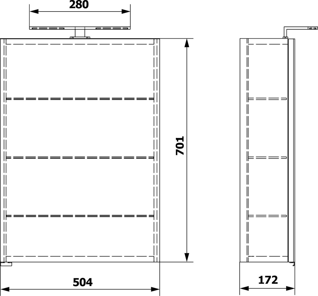 Sapho Sapho, RIWA galérka s LED osvetlením, 50x70x17cm, dub Alabama, RIW050-0022