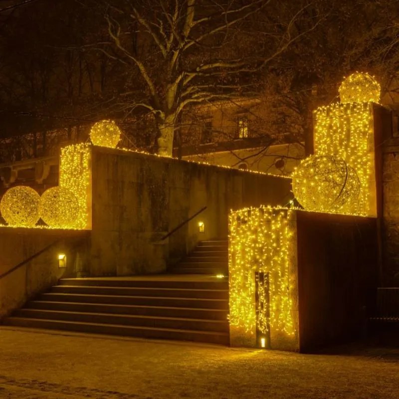 DECOLED LED světelná záclona, FLASH, 1x1,5 m, teple bílá, 150 diod, IP67