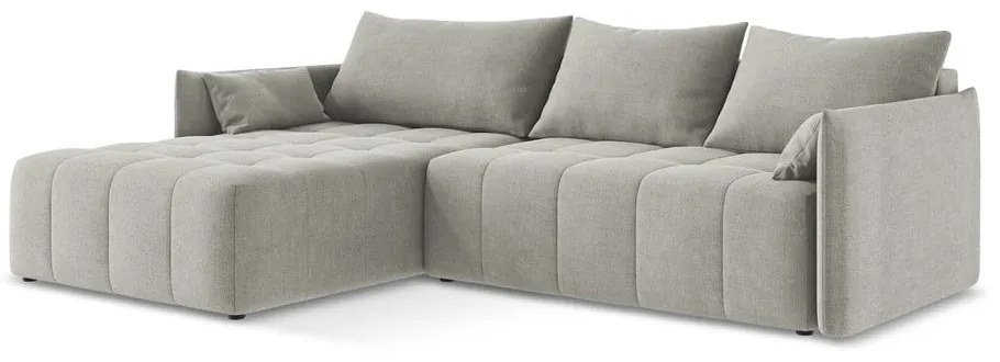 Svetlosivá rozkladacia/s úložným priestorom rohová pohovka (ľavý roh/s leňoškou) Moku – Makamii