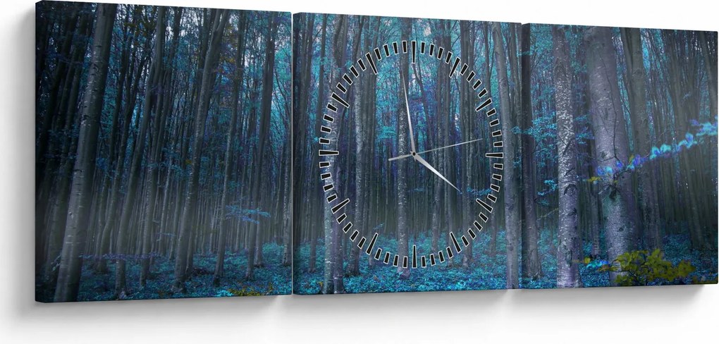Obraz - Magický les (s hodinami) (90x30 cm)