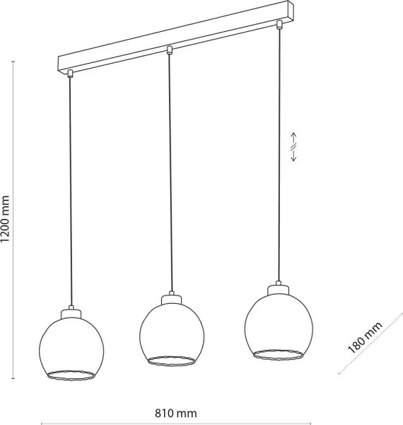 LED luster na lane DEVI 3xE27/15W/230V čierny/číry