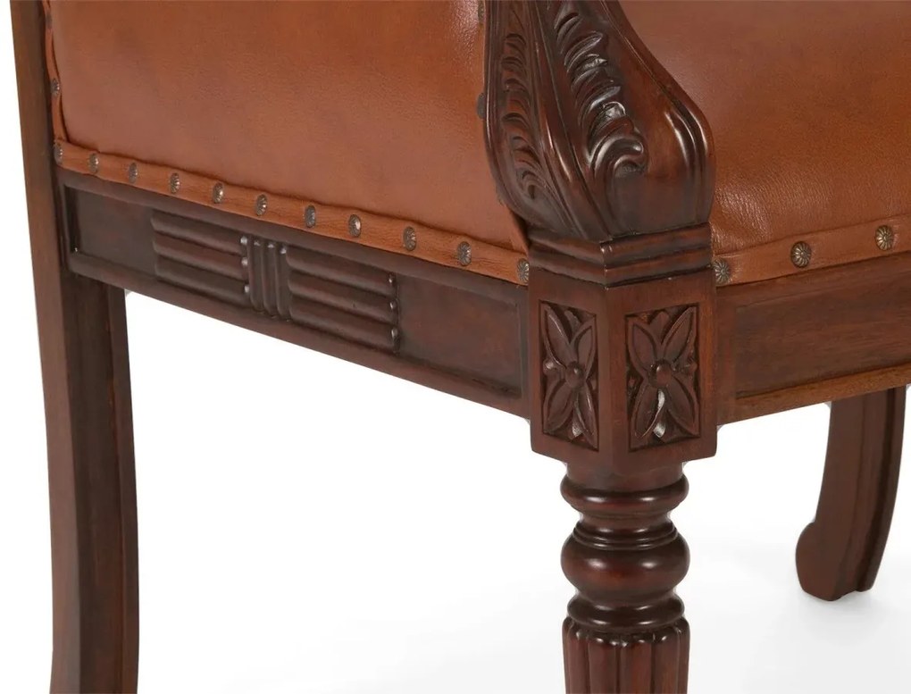 furniture-nabytek.cz - Kancelárske kreslo Camford II, masívna pravá koža, lakované, hnedé