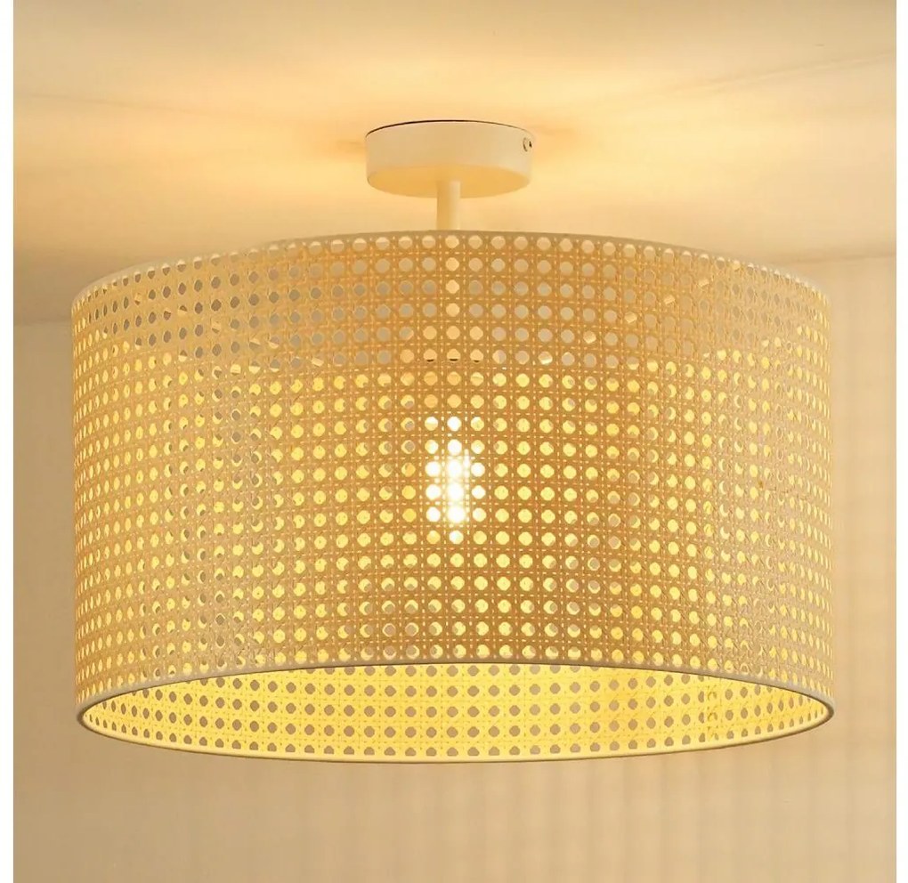 Duolla - Prisadený luster ROLLER RATTAN 1xE27/15W/230V pr. 45 cm béžová