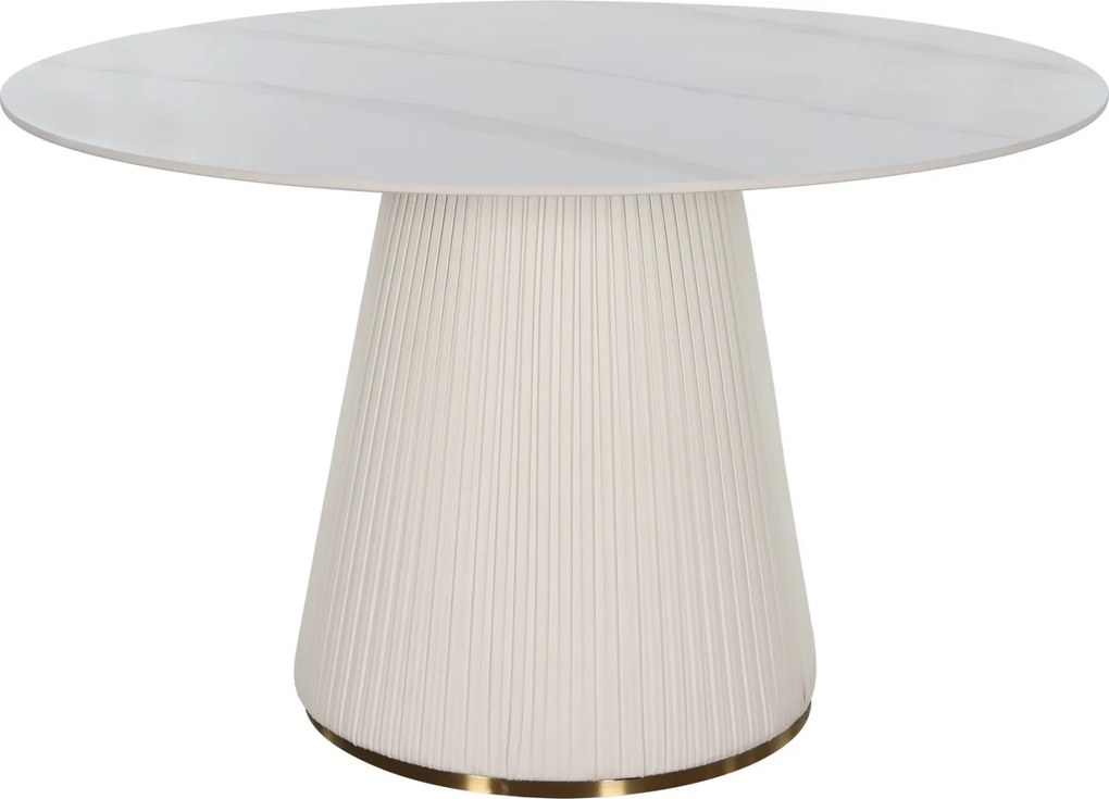 Jedálenský stôl Modig 120 cm eko koža ecru/mramor