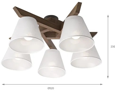 Brilagi - LED  Prisadený luster ANTHONY 5xE14/40W/230V dub orech/biela