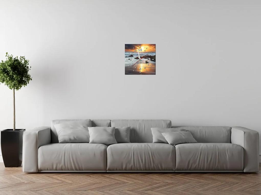 Gario Obraz s hodinami Západ slnka nad oceánom Rozmery: 30 x 30 cm