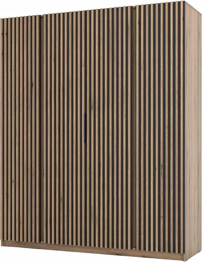 4-dverová skriňa do predsiene a spálne s lamelami Dravero Ev/bl-ev 4LAM