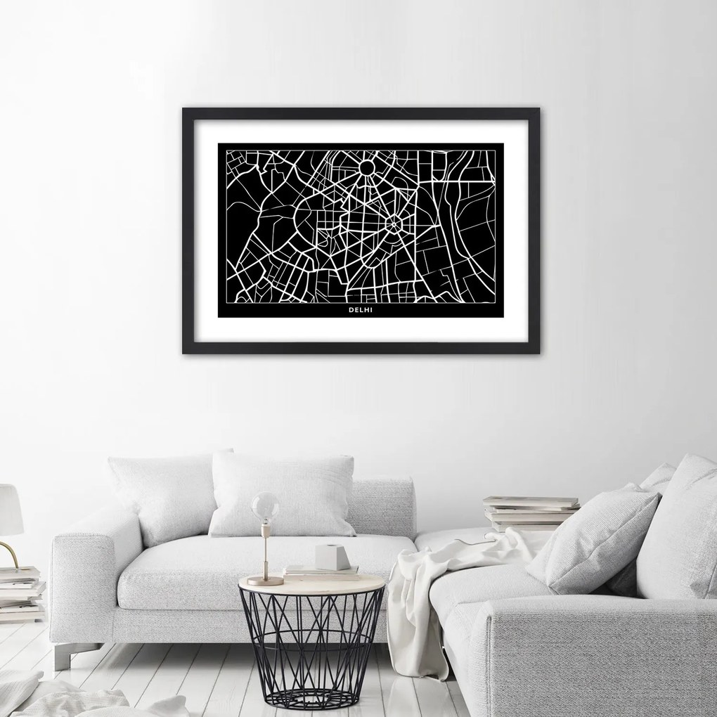 Gario Plagát Plán mesta Dillí Farba rámu: Bez rámu, Rozmery: 100 x 70 cm