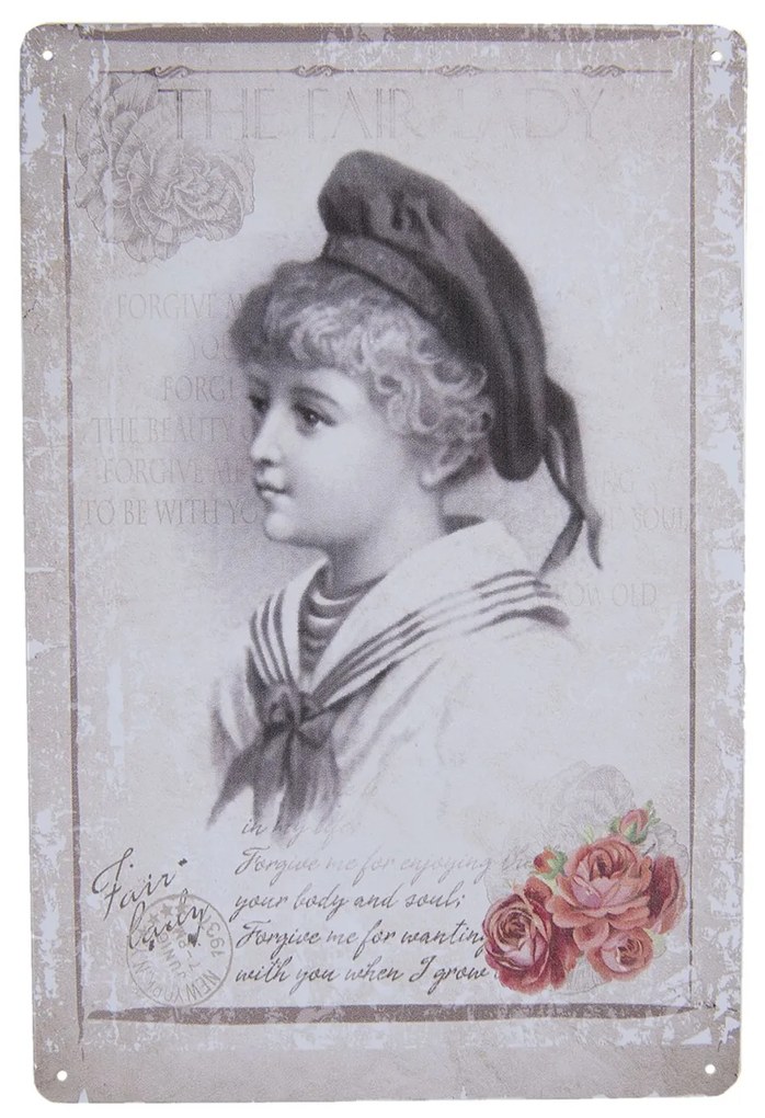 Nástenná kovová ceduľa The Fair Lady - 20 * 30 cm