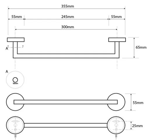 Držiak na uteráky SAPHO XS400 X-Steel 35,5 cm ,brúsená nehrdzavejúca oceľ