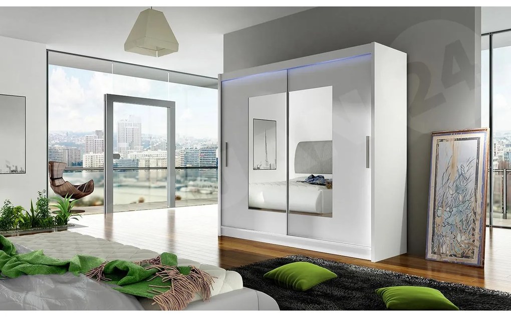 Skriňa London VII, Farby: čierna, Osvetlenie: osvetlenie LED RGB - farebné