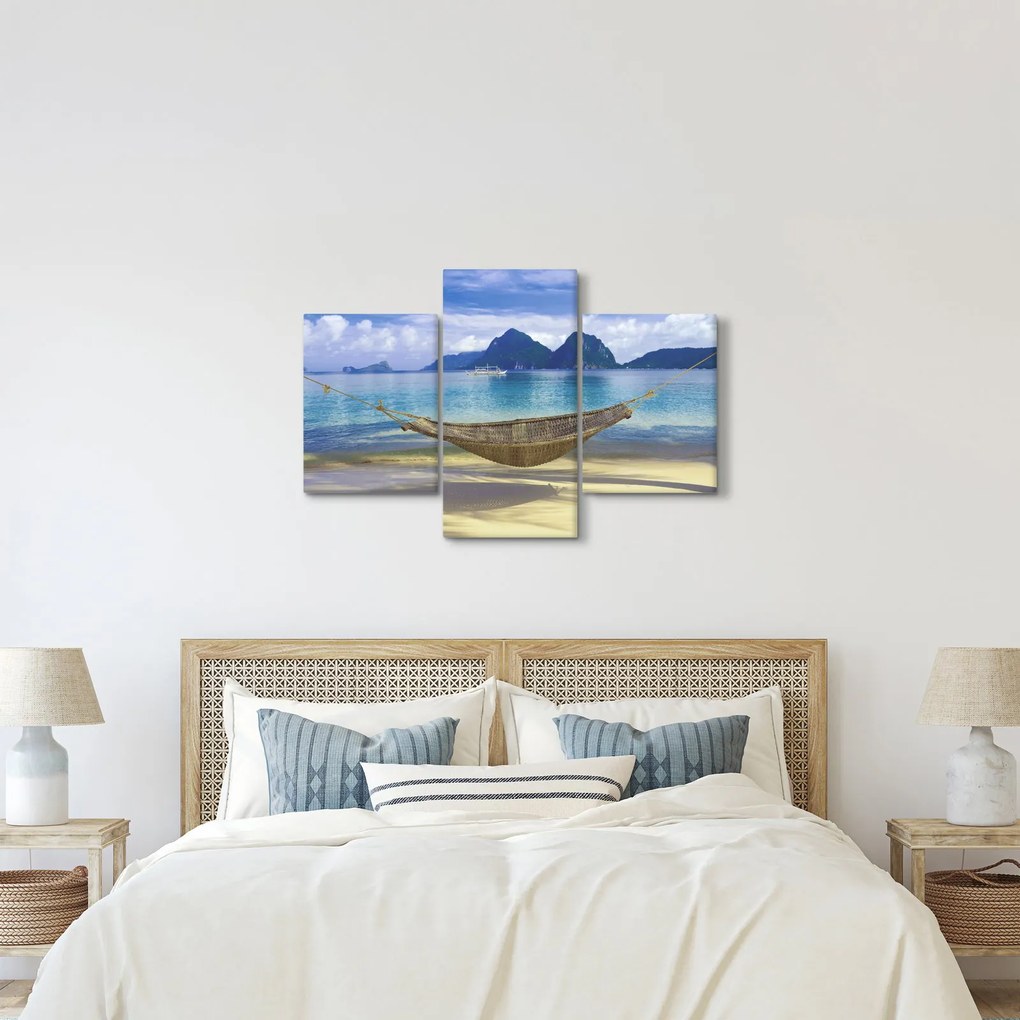 Obraz - Obraz hojdacej siete na pláži 2 (90x60 cm)