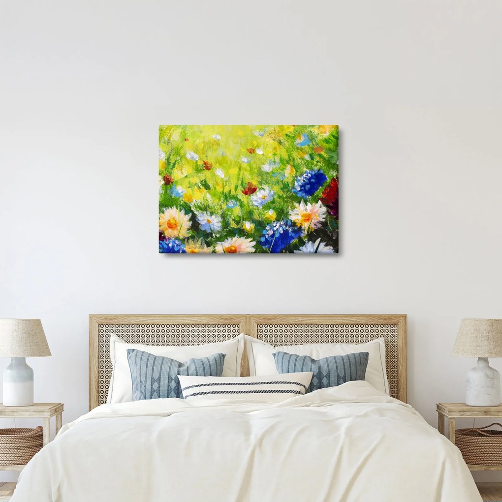 Obraz rozkvitnutej lúky, olejomaľba (70x50 cm)