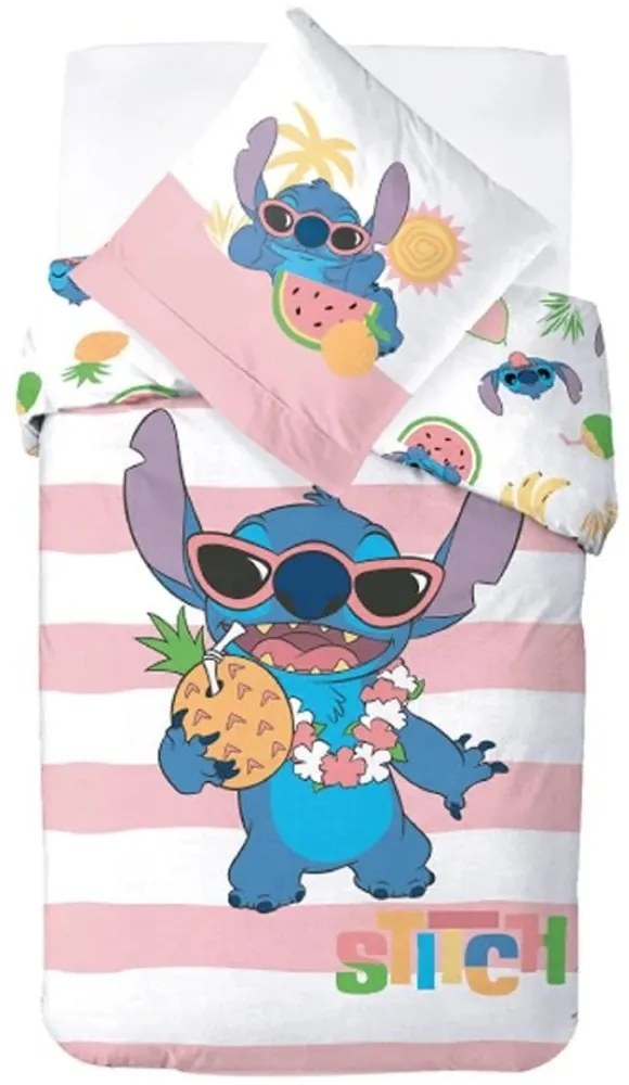 Detské bavlnené posteľné obliečky Lilo &amp; Stitch - motív Letný kokteil - 100% bavlna - 70 x 90 cm + 140 x 200 cm