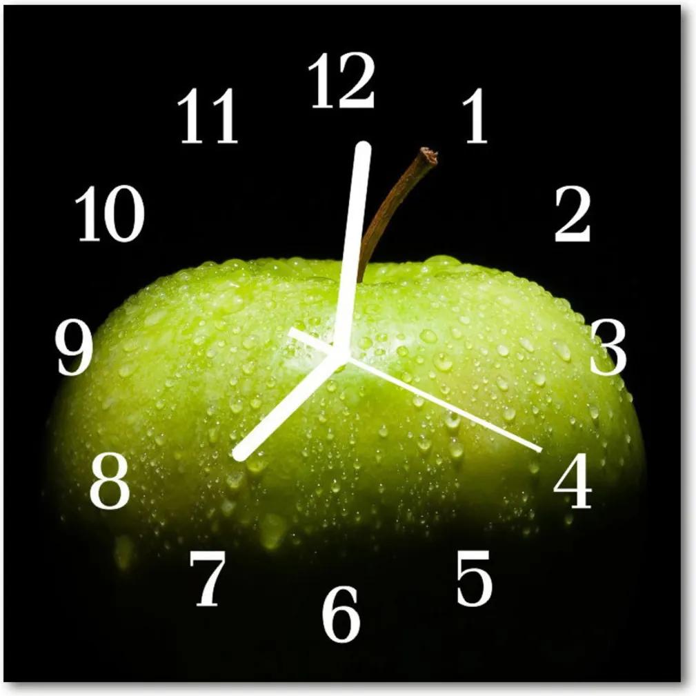 Sklenené hodiny štvorcové  jablko
