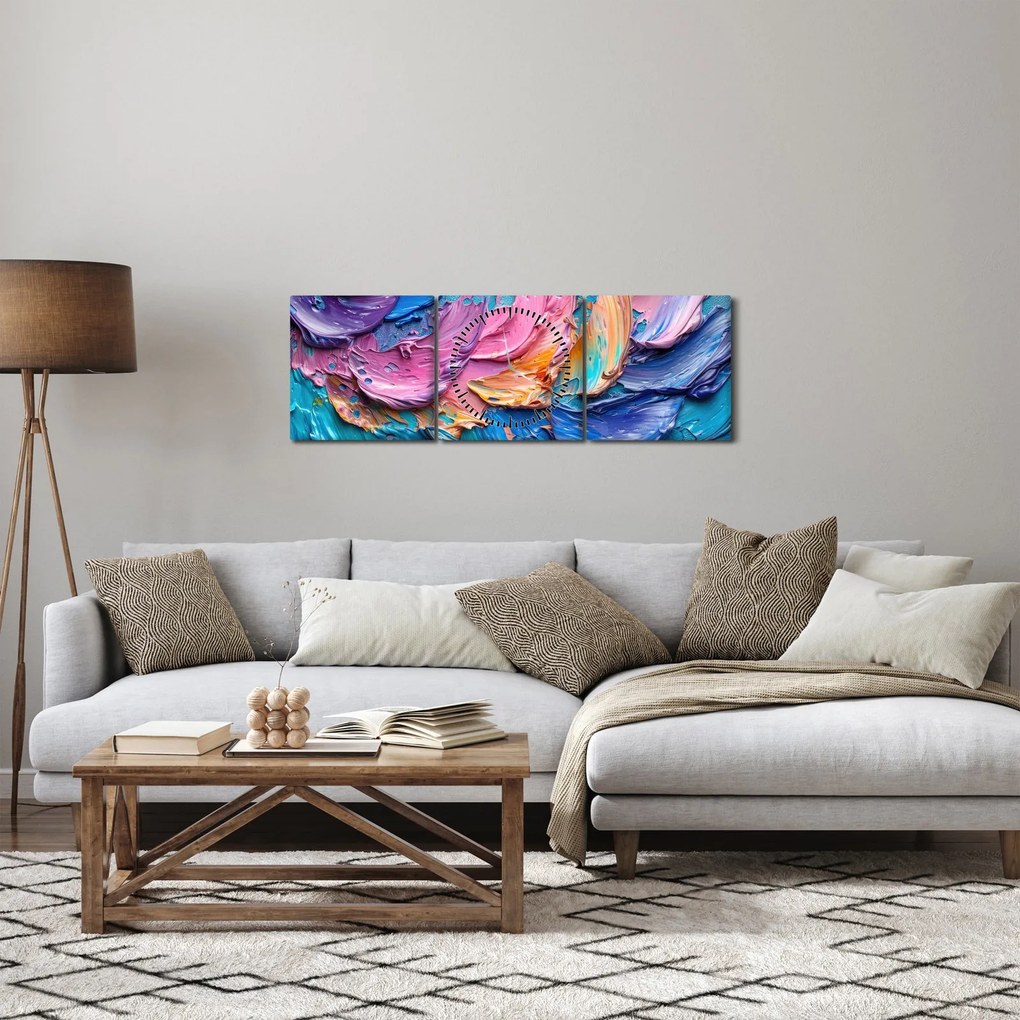 Obraz - Olejomaľba (s hodinami) (90x30 cm)